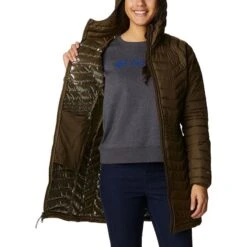 Columbia Women's Powder Lite™ Mid Down Jacket Olive Green -Araeom Shop 1748311 319 a3 presethigh res jpeg 300 dpi