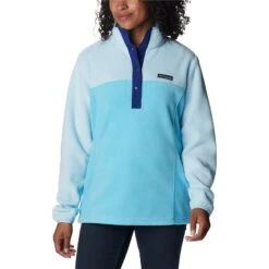 Columbia Women's Benton Springs™ 1/2 Snap Pullover Spring Blue / Dark Sapphire -Araeom Shop 1860991 404 a3 presethigh res jpeg 300 dpi