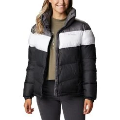 Columbia Women's Puffect™ Colourblock Jacket Black / White / City Grey -Araeom Shop 1955101 010 f presethigh res jpeg 300 dpi