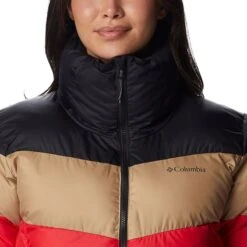 Columbia Women's Puffect™ Colourblock Jacket Red Lily / Beach -Araeom Shop 1955101 658 a2 presethigh res jpeg 300 dpi