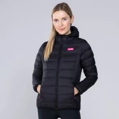 Women's Fiona Hooded Padded Jacket Black / Pink