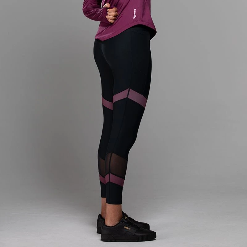 Women's Savannah 7/8 Length Tights Black / Burgundy 3 Women's Savannah 7/8 Length Tights Black / Burgundy - Image 3
