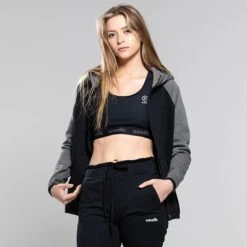 Women's Henry Fleece Full Zip Hoodie Black / Dark Grey 10 Women's Henry Fleece Full Zip Hoodie Black / Dark Grey -Araeom Shop 4t5a6397
