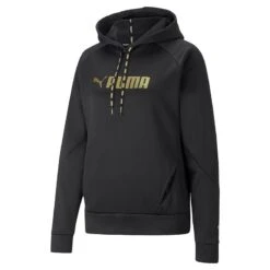 Puma Women's Power Fleece Training Hoodie Black / Metallic Gold