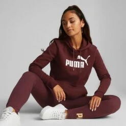 Puma Women's Essentials Logo Hoodie Aubergine -Araeom Shop 586789 50 mod01