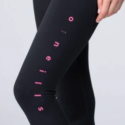 Women's Natalie Full Length Leggings Black / Pink -Araeom Shop am3a0704