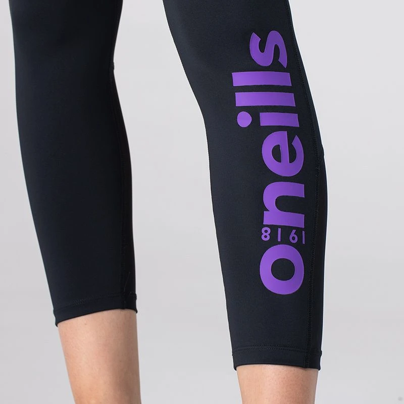 Women's Anya 7/8 Length Leggings Black / Purple 5 Women's Anya 7/8 Length Leggings Black / Purple - Image 5