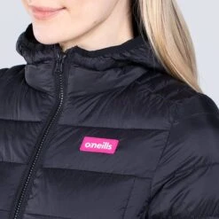 Women's Fiona Hooded Padded Jacket Black / Pink -Araeom Shop am3a0782