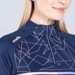 Women's Dolmen Brushed Half Zip Top Marine / Pink / Purple -Araeom Shop am3a0794