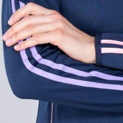 Women's Dolmen Brushed Half Zip Top Marine / Pink / Purple -Araeom Shop am3a0795