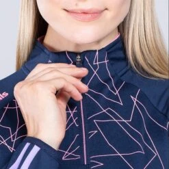 Women's Dolmen Brushed Half Zip Top Marine / Pink / Purple -Araeom Shop am3a0796