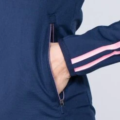 Women's Dolmen Brushed Half Zip Top Marine / Pink / Purple -Araeom Shop am3a0798