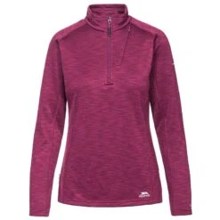 Trespass Women's Fairford Half Zip Fleece Top Grape Wine Marl