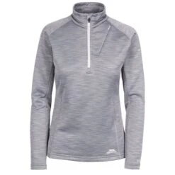 Trespass Women's Fairford Half Zip Fleece Top Storm Grey Marl