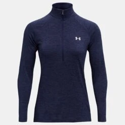 Under Armour Women's Tech™ Half Zip Twist Midnight Navy / Cadet / Metallic Silver -Araeom Shop ps1320128 410 hf