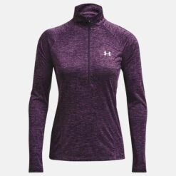 Under Armour Women's UA Tech™ Twist ½ Zip Tux Purple / Retro Purple / Metallic Silver -Araeom Shop ps1320128 541 hf