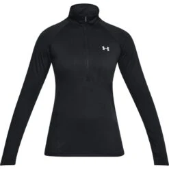 Under Armour Women's UA Tech™ Half Zip Top Black / Black / Metallic Silver -Araeom Shop s7.ps1320126 001 hf 1