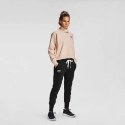 Under Armour Women's Rival Fleece Joggers Black -Araeom Shop s7.v5 1356416 001 fsf
