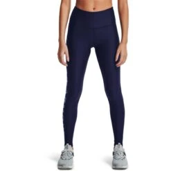 Under Armour Women's HeatGear® Armour No-Slip Waistband Branded Leggings Midnight Navy / Mineral Blue