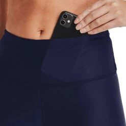 Under Armour Women's HeatGear® Armour No-Slip Waistband Branded Leggings Midnight Navy / Mineral Blue -Araeom Shop s7.v5 1361046 410 wbpkt