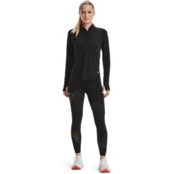 Under Armour Women's UA Streaker Run Half Zip Top Black / Reflective -Araeom Shop s7.v5 1361375 001 fsf