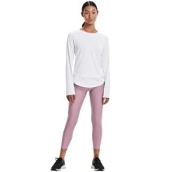 Under Armour Women's UA Tech™ Vent Long Sleeve T-Shirt White / Black -Araeom Shop s7.v5 1366130 100 fsf