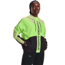 Under Armour Women's UA Rush Woven Full Zip Jacket Pale Olive / Quirky Lime / Jet Grey