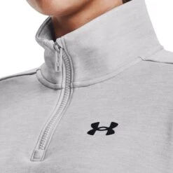 Under Armour Women's Quarter Zip Top Halo Gray Light Heather / Black -Araeom Shop s7.v5 1373058 014 collar
