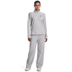 Under Armour Women's Quarter Zip Top Halo Gray Light Heather / Black -Araeom Shop s7.v5 1373058 014 fsf