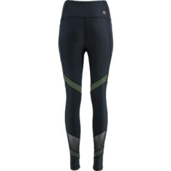 Women's Savannah 7/8 Length Tights Black / Green -Araeom Shop savannah178 tight blk mesh khaki pink 3
