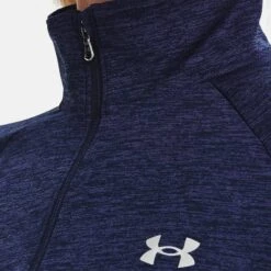 Under Armour Women's Tech™ Half Zip Twist Midnight Navy / Cadet / Metallic Silver -Araeom Shop v5 1320128 410 collar