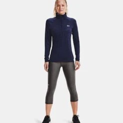 Under Armour Women's Tech™ Half Zip Twist Midnight Navy / Cadet / Metallic Silver -Araeom Shop v5 1320128 410 fsf