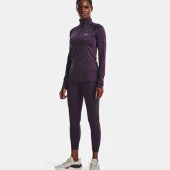 Under Armour Women's UA Tech™ Twist ½ Zip Tux Purple / Retro Purple / Metallic Silver -Araeom Shop v5 1320128 541 fsf