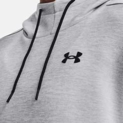 Under Armour Women's Armour Fleece® Left Chest Hoodie Halo Gray Light Heather / Black -Araeom Shop v5 1373055 014 collar